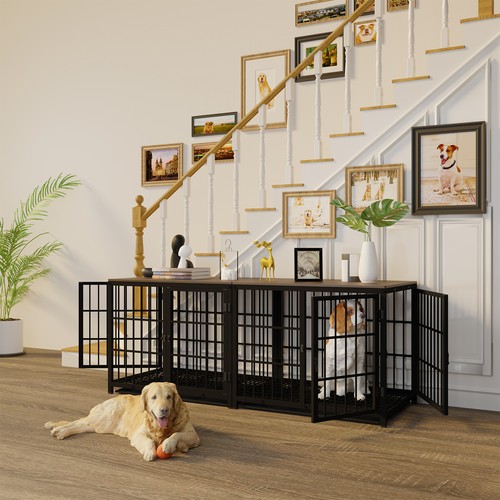 Metal wooden dog crate - wooden,
