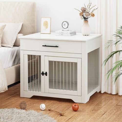 White dog cage - dog, crate